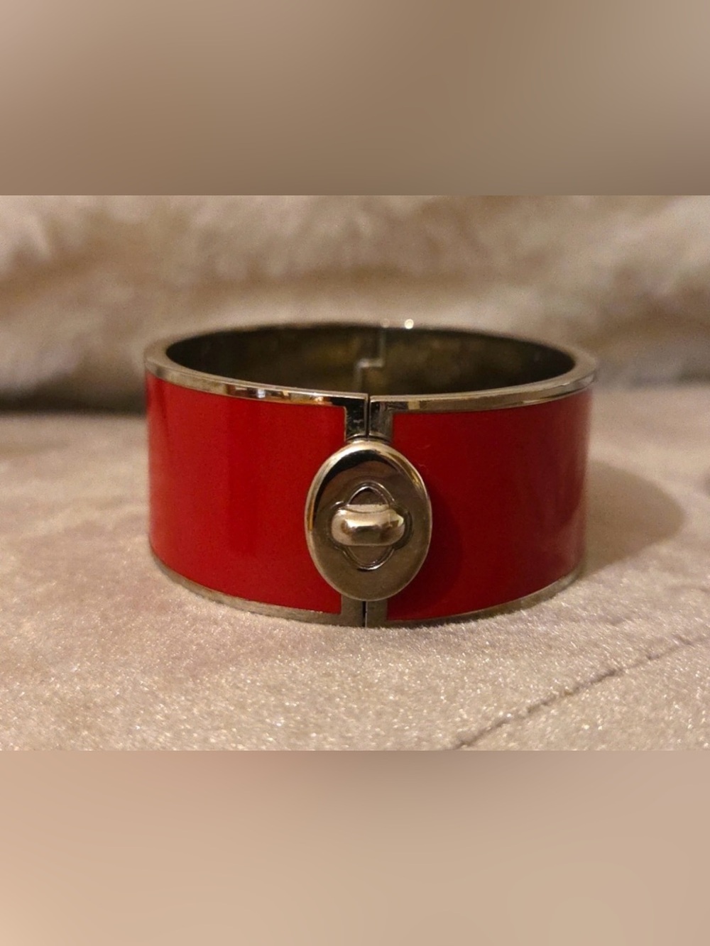 Coach Red Enamel Cuff Watch Bracelet